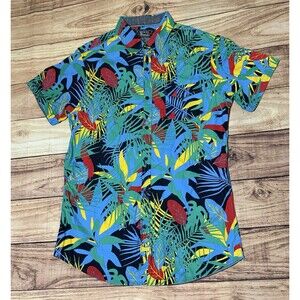 BROKEN THREADS Men’s Tropical Designer Fashion Short Sleeve Shirt Men Size Large